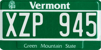 VT license plate XZP945