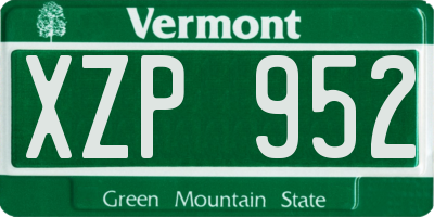 VT license plate XZP952