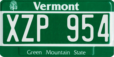 VT license plate XZP954