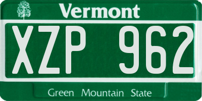 VT license plate XZP962