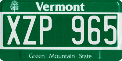 VT license plate XZP965