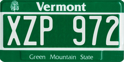 VT license plate XZP972