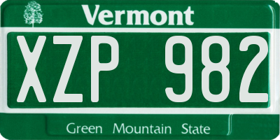 VT license plate XZP982