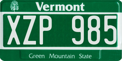 VT license plate XZP985