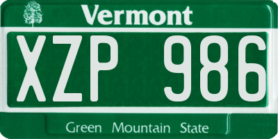 VT license plate XZP986
