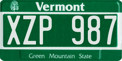 VT license plate XZP987