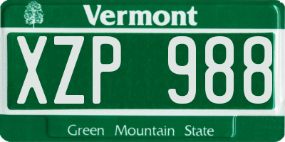 VT license plate XZP988