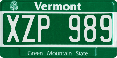 VT license plate XZP989