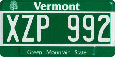VT license plate XZP992