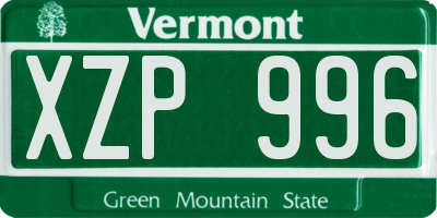 VT license plate XZP996