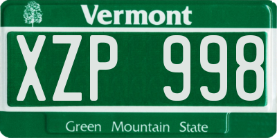 VT license plate XZP998