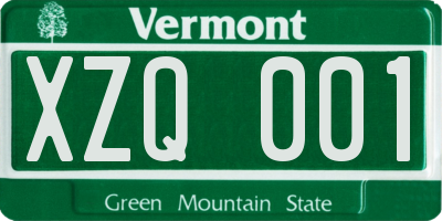 VT license plate XZQ001