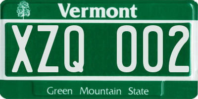 VT license plate XZQ002