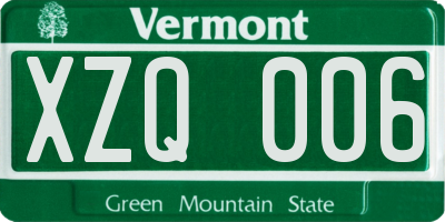 VT license plate XZQ006