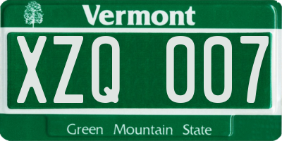 VT license plate XZQ007