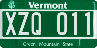 VT license plate XZQ011
