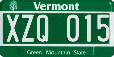 VT license plate XZQ015