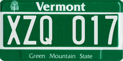 VT license plate XZQ017