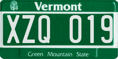 VT license plate XZQ019