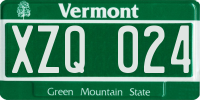 VT license plate XZQ024