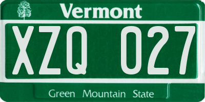 VT license plate XZQ027