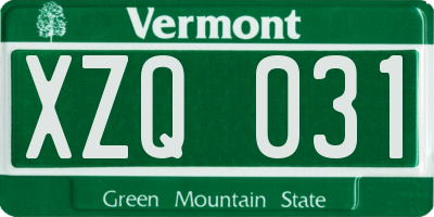 VT license plate XZQ031