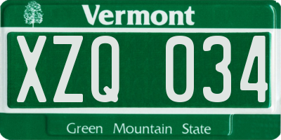VT license plate XZQ034