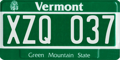 VT license plate XZQ037
