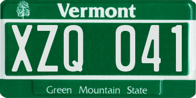 VT license plate XZQ041