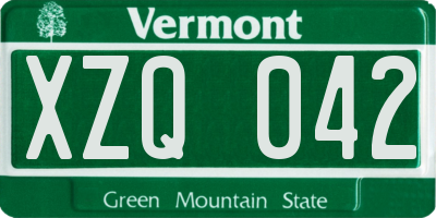 VT license plate XZQ042