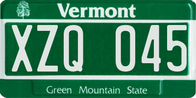 VT license plate XZQ045