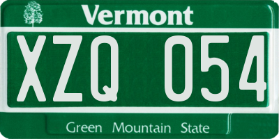 VT license plate XZQ054