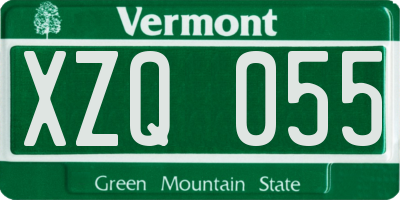 VT license plate XZQ055