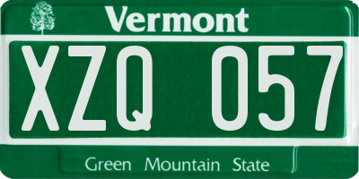 VT license plate XZQ057