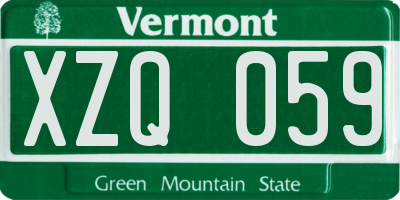 VT license plate XZQ059