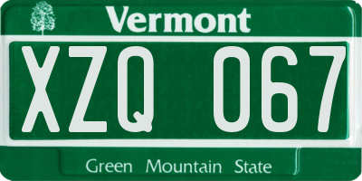 VT license plate XZQ067