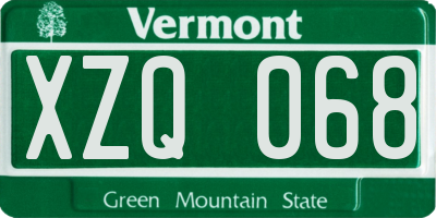 VT license plate XZQ068