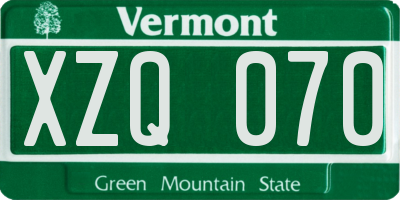 VT license plate XZQ070