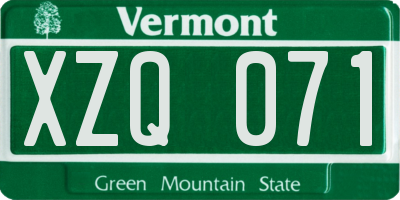 VT license plate XZQ071