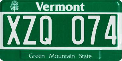 VT license plate XZQ074