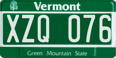 VT license plate XZQ076
