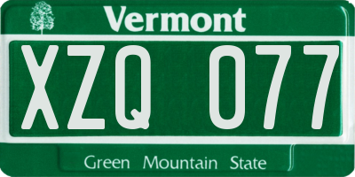 VT license plate XZQ077