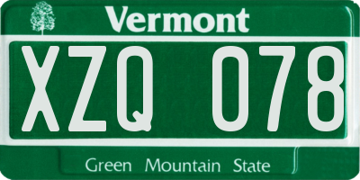 VT license plate XZQ078