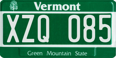VT license plate XZQ085