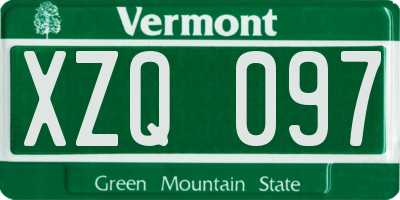 VT license plate XZQ097