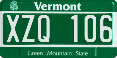 VT license plate XZQ106