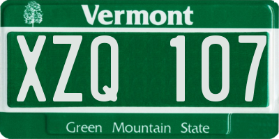 VT license plate XZQ107
