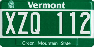 VT license plate XZQ112
