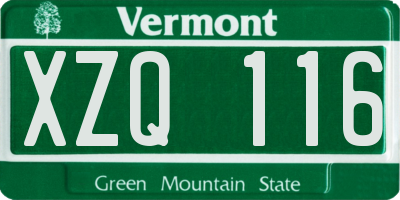 VT license plate XZQ116