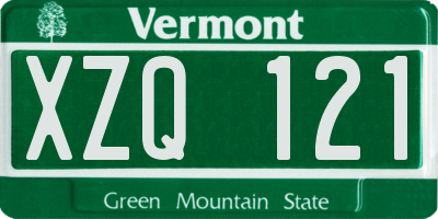 VT license plate XZQ121